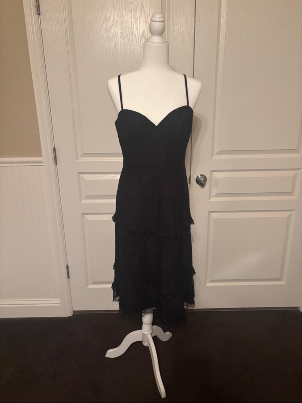 Fame and Partners Black Tiered Spaghetti-Strap Midi Dress